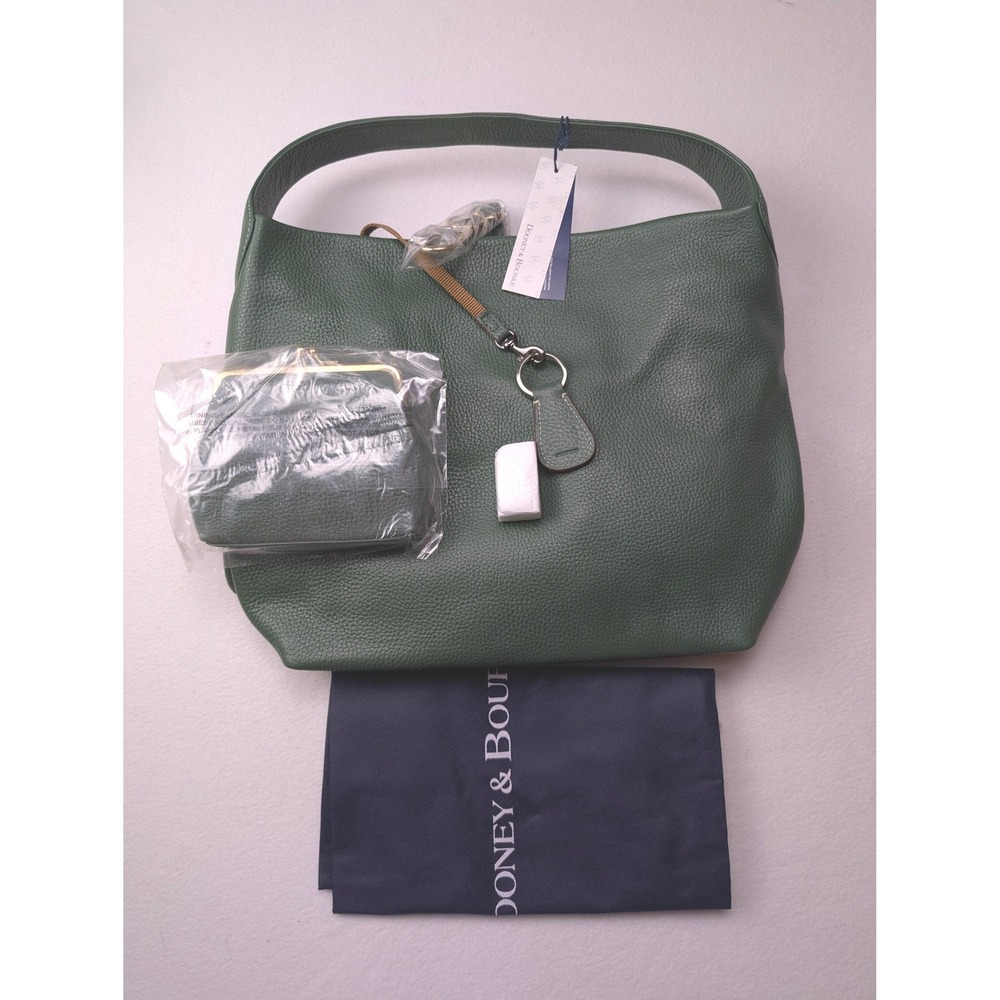 Dooney & Bourke Logo Lock Shoulder Bag Sage Green Pebbled Leather 2L740 SG New